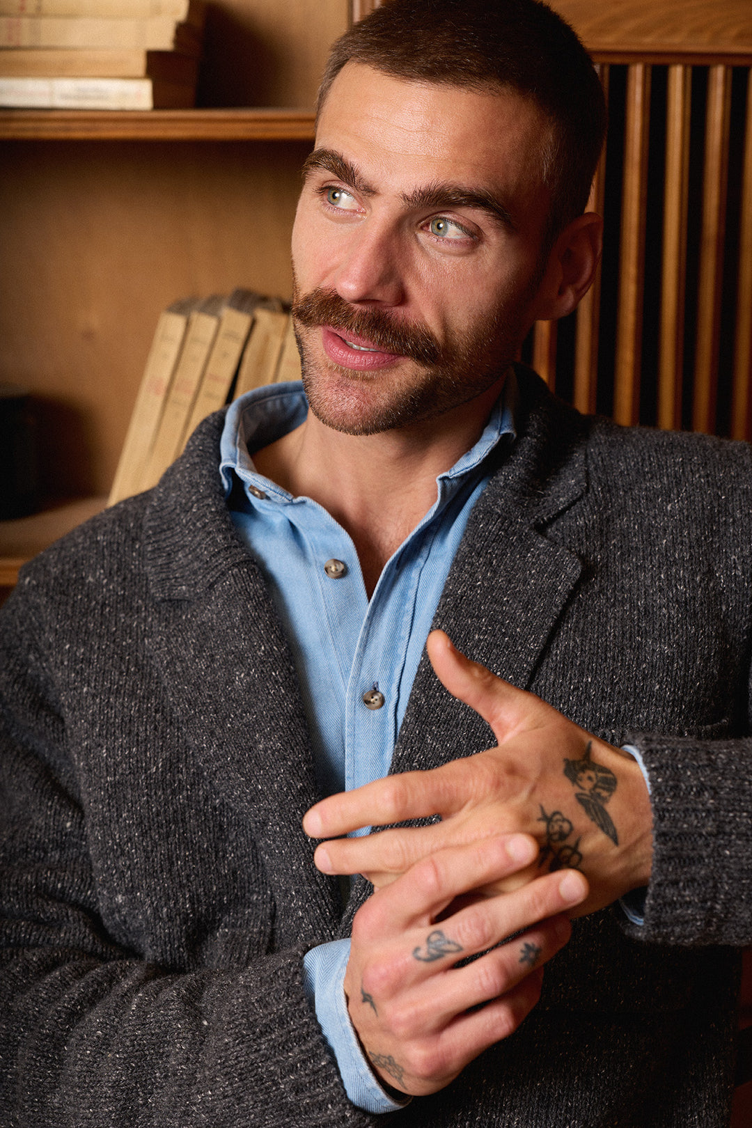 Cárdigan Lana Jaspeada Gris