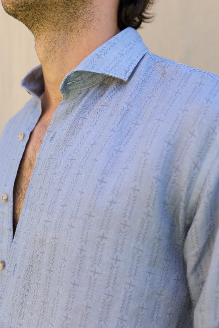 Camisa Lino Espiga Azul