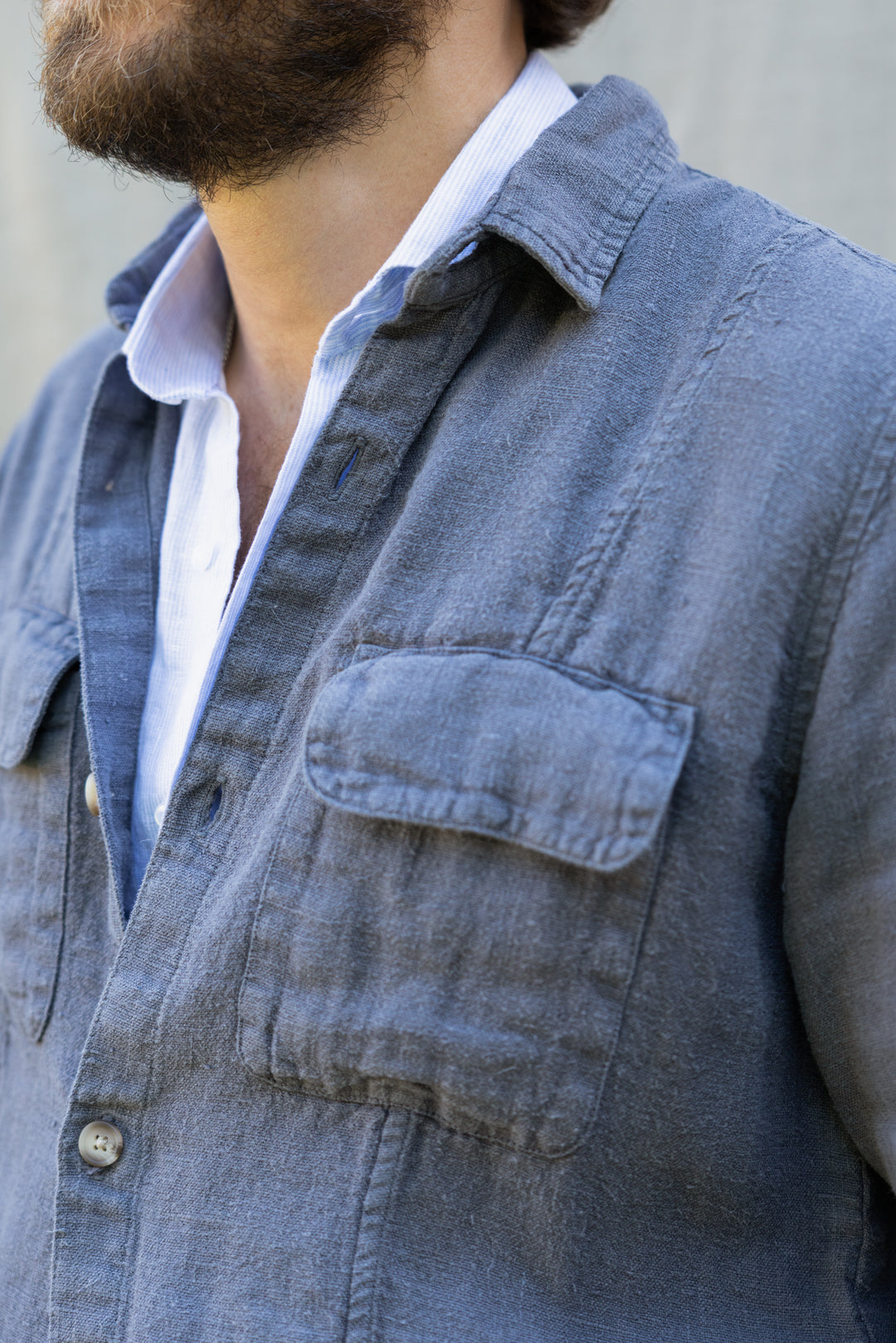 Sobrecamisa Fletcher Lino Cinza
