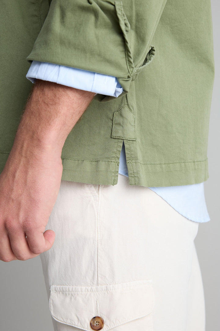 Green Cotton Overshirt 2 Pockets