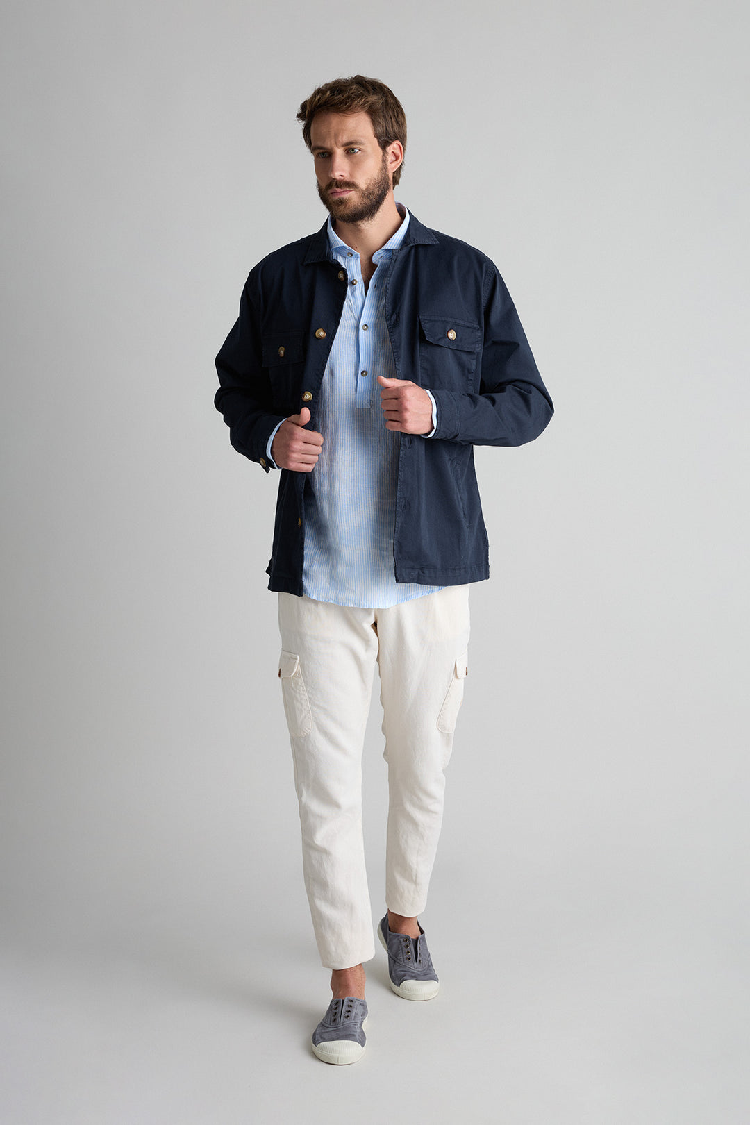 Blue Cotton Overshirt 2 Pockets