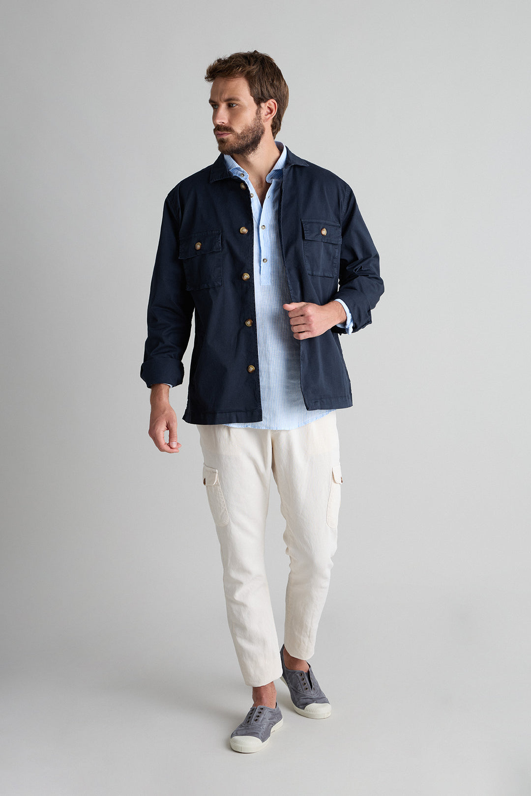 Blue Cotton Overshirt 2 Pockets