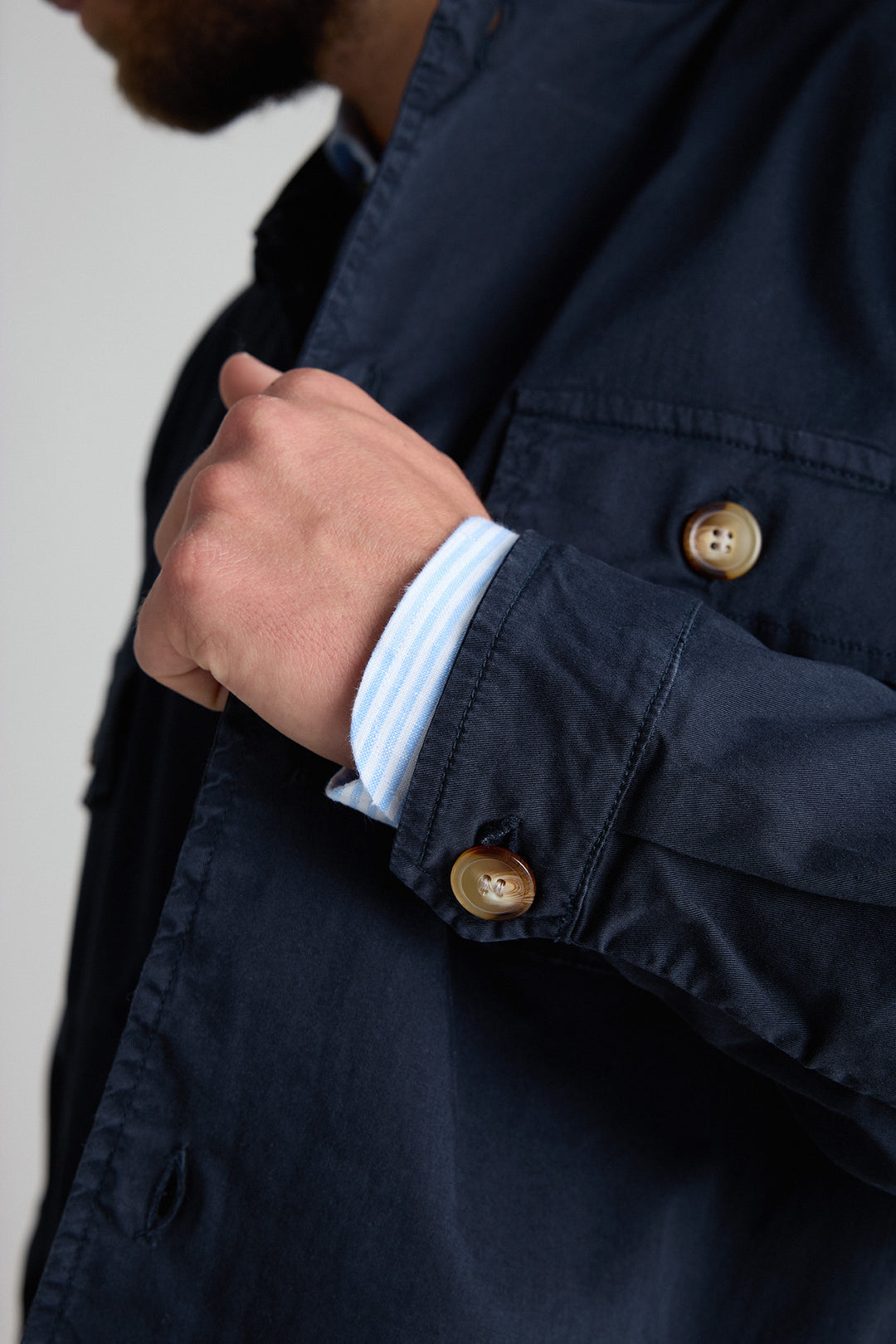 Blue Cotton Overshirt 2 Pockets