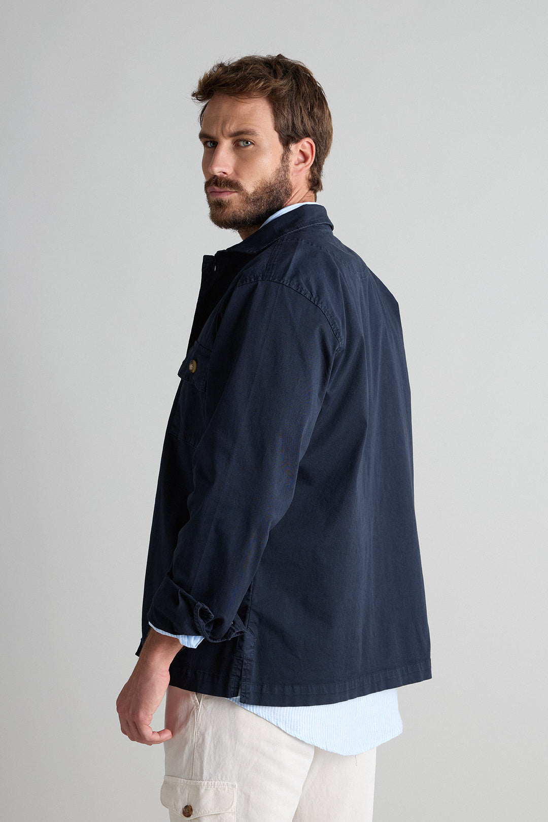 Blue Cotton Overshirt 2 Pockets