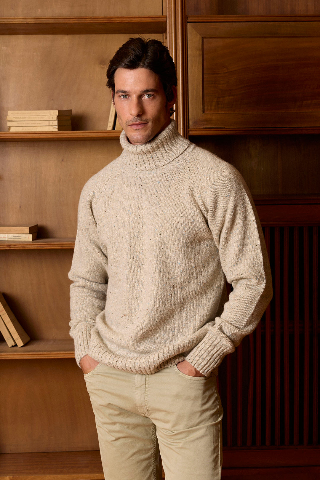 Off-white mixed high-neck sweater