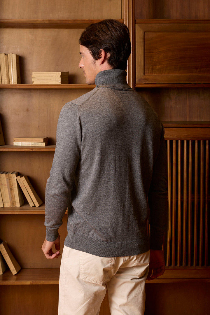 Thin high-rise sweater in medium-cinza cotton
