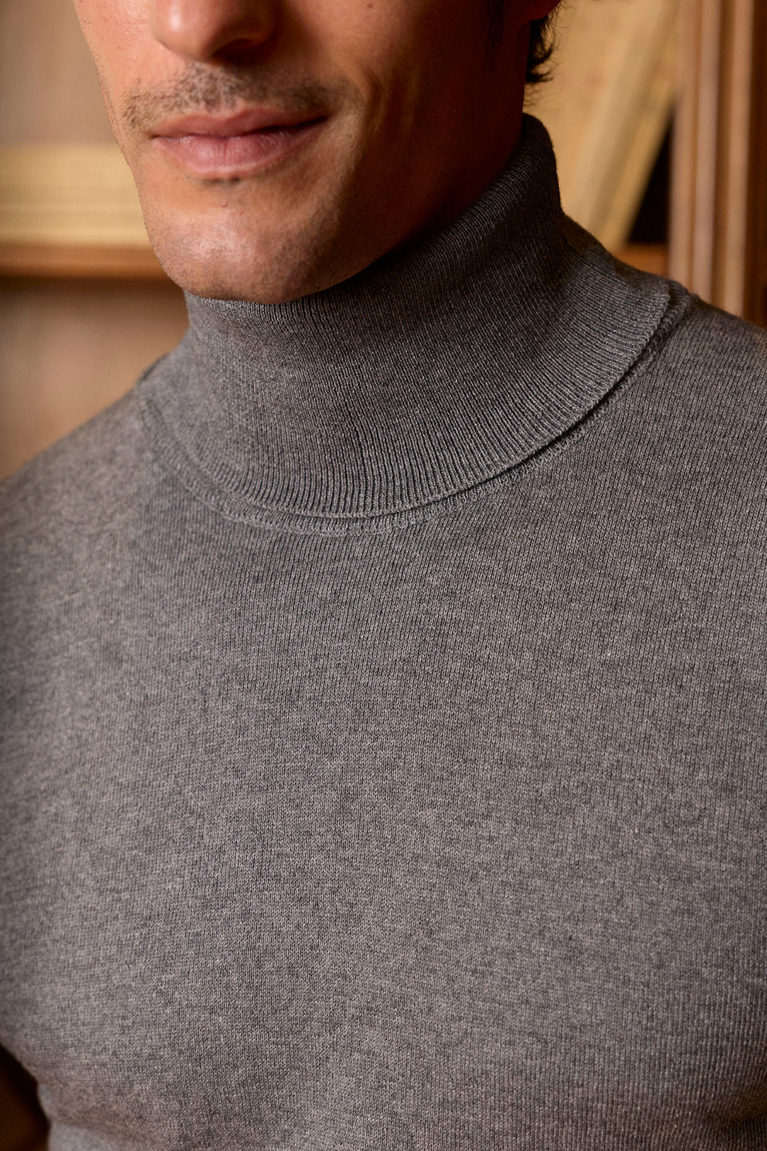 Thin high-rise sweater in medium-cinza cotton