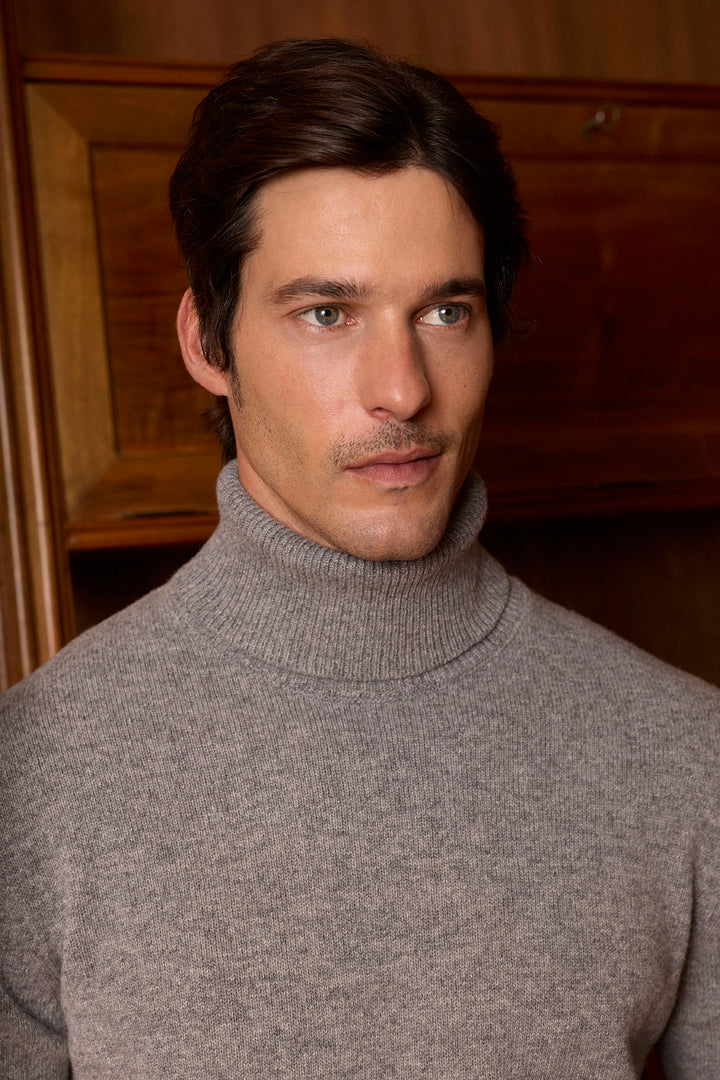 Mid Grey Lambswool Roll Neck