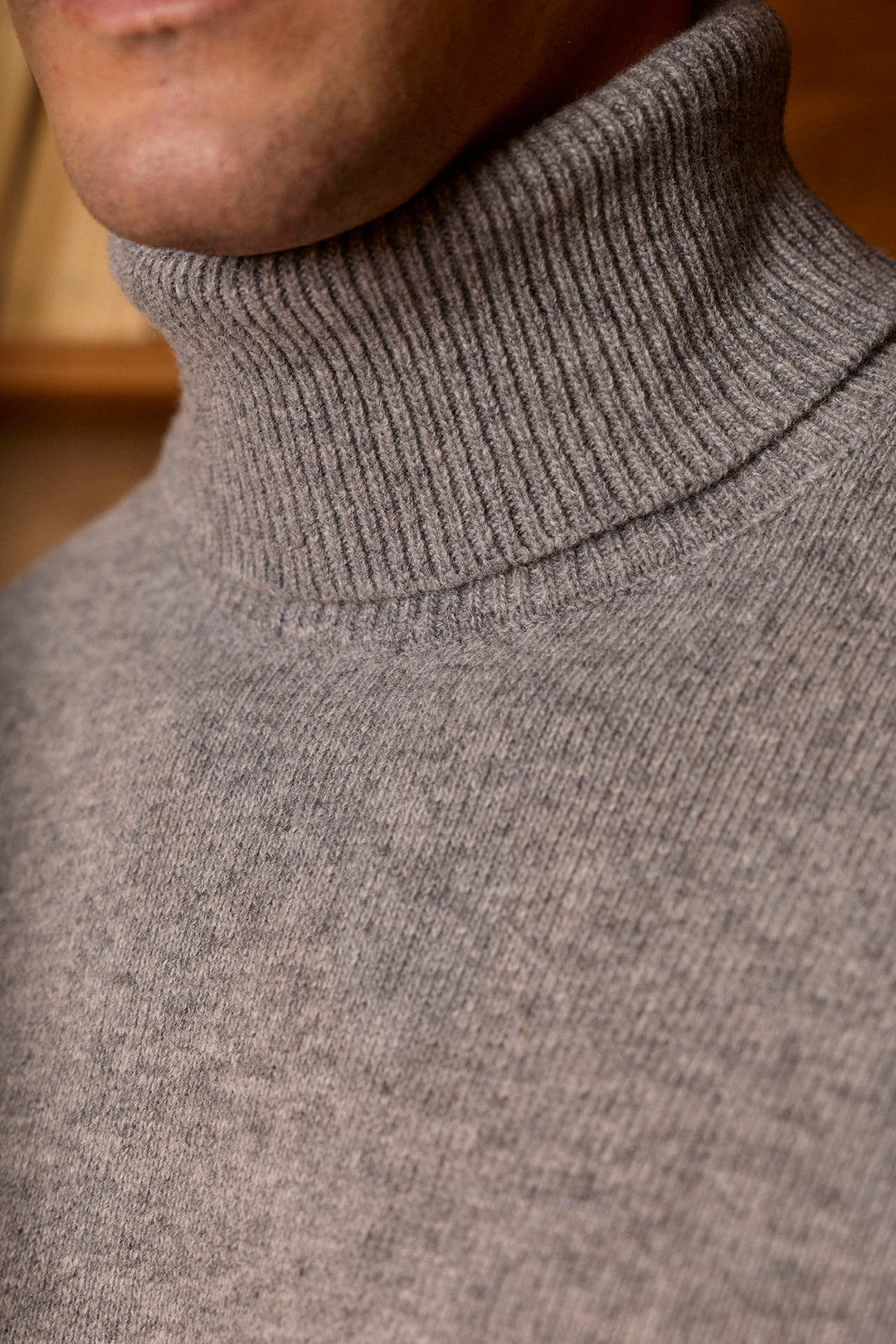 Mid Grey Lambswool Roll Neck