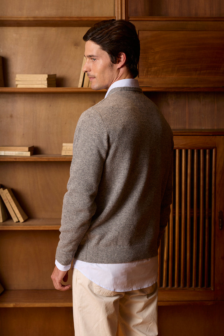 Lambswool Medium Grey V-Neck Sweater