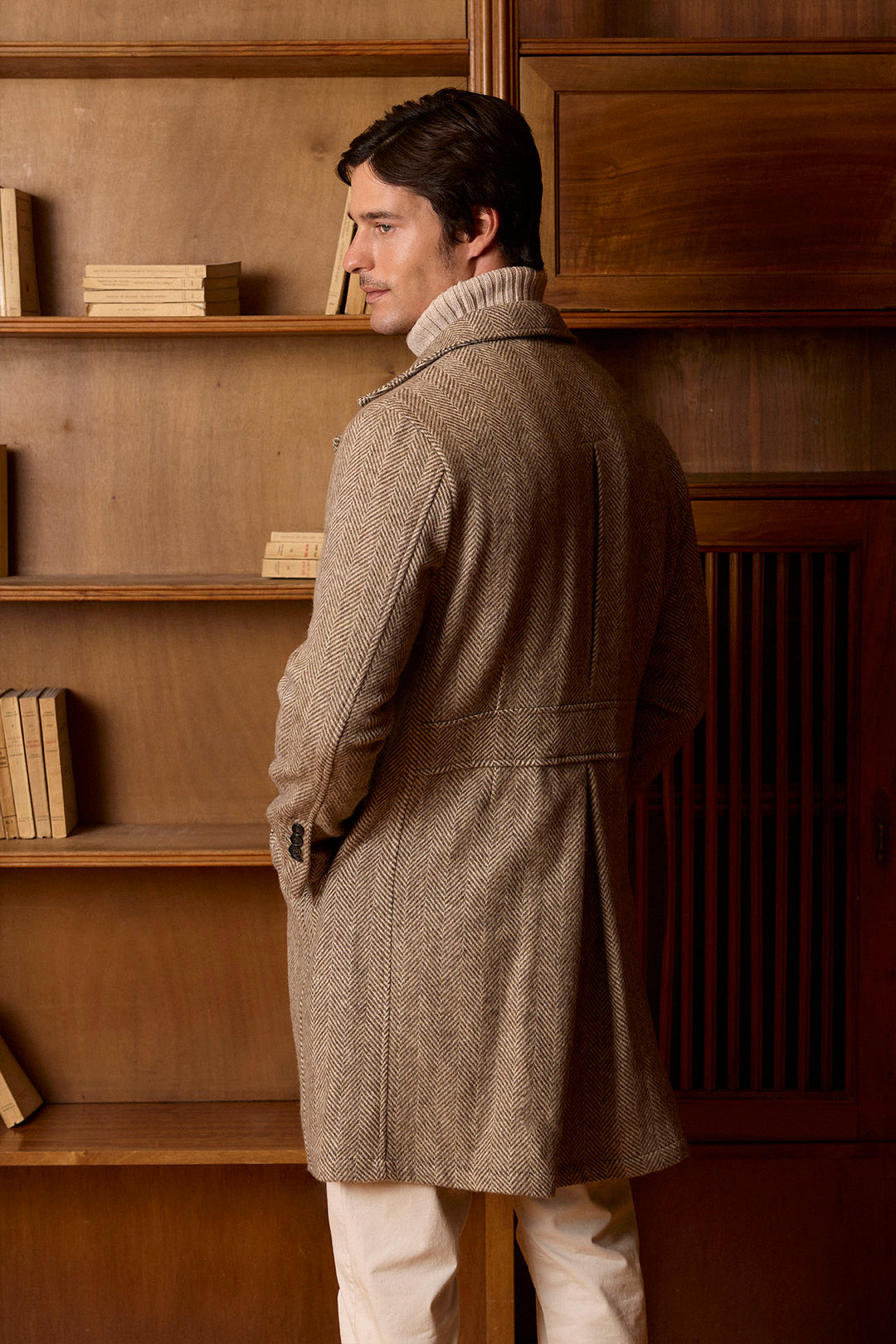 Bege fishbone jacket trespassado 100% lã