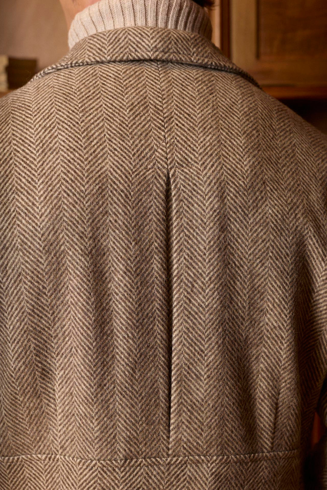 Bege fishbone jacket trespassado 100% lã