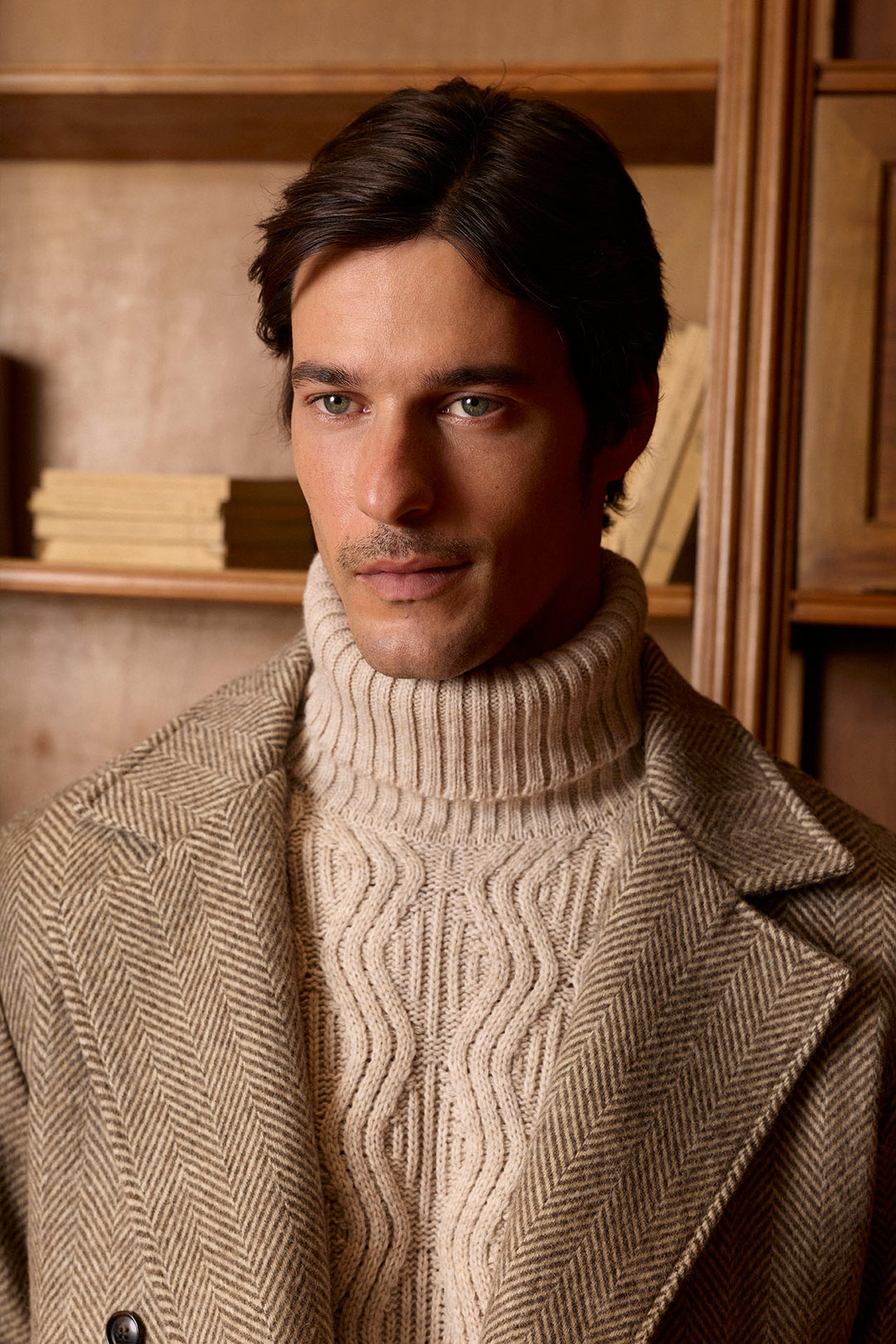 Bege fishbone jacket trespassado 100% lã