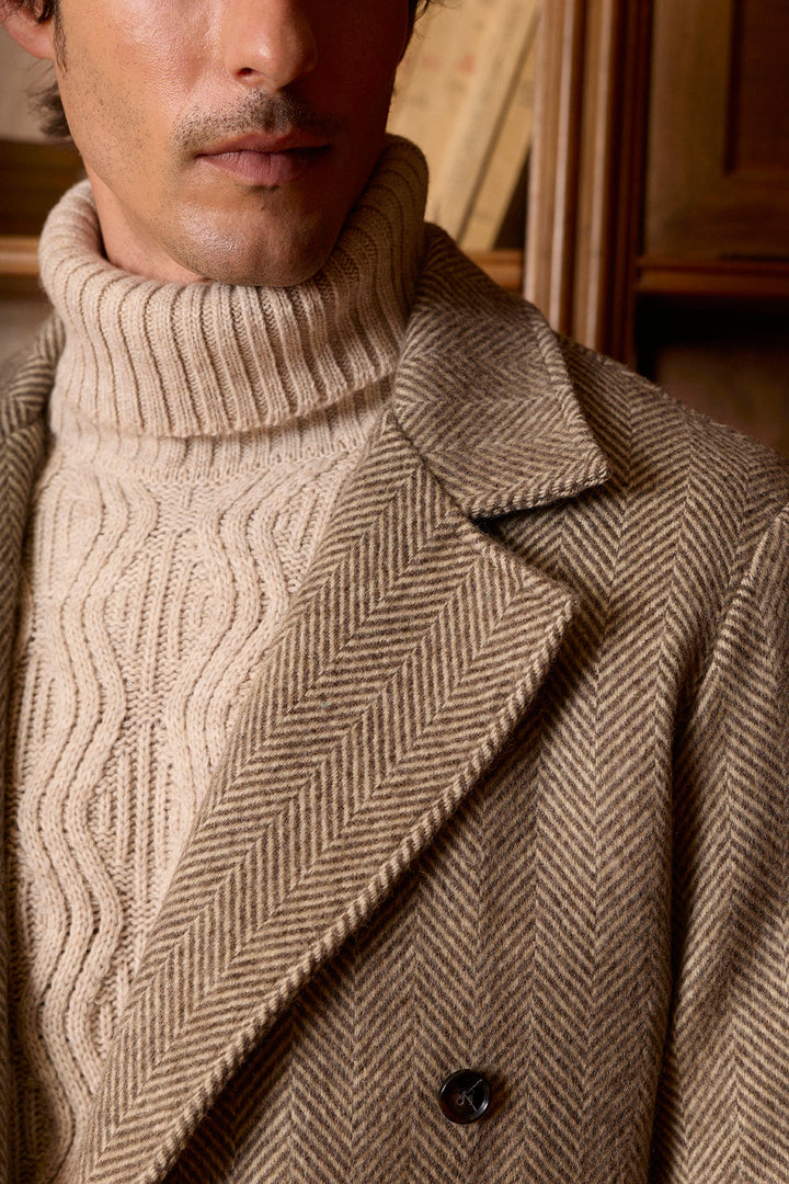 Bege fishbone jacket trespassado 100% lã