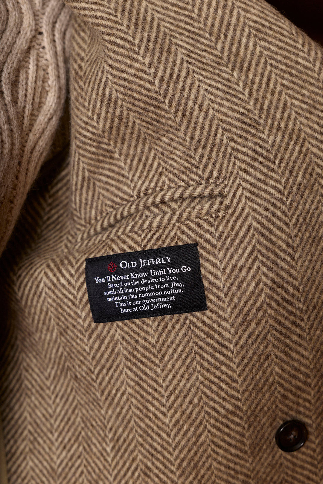 Bege fishbone jacket trespassado 100% lã