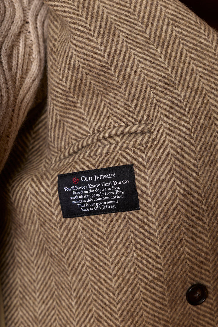 Bege fishbone jacket trespassado 100% lã