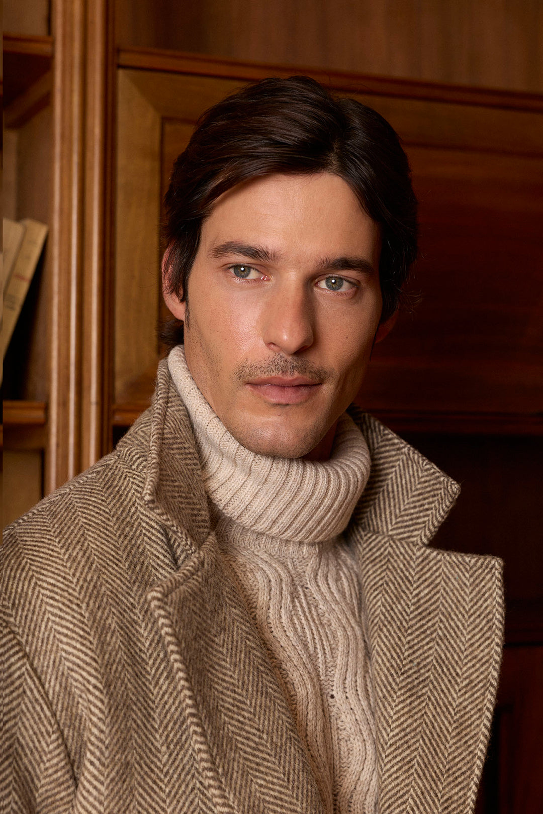 Bege fishbone jacket trespassado 100% lã