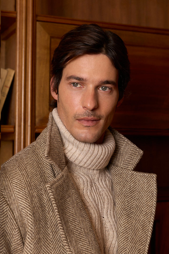 Bege fishbone jacket trespassado 100% lã