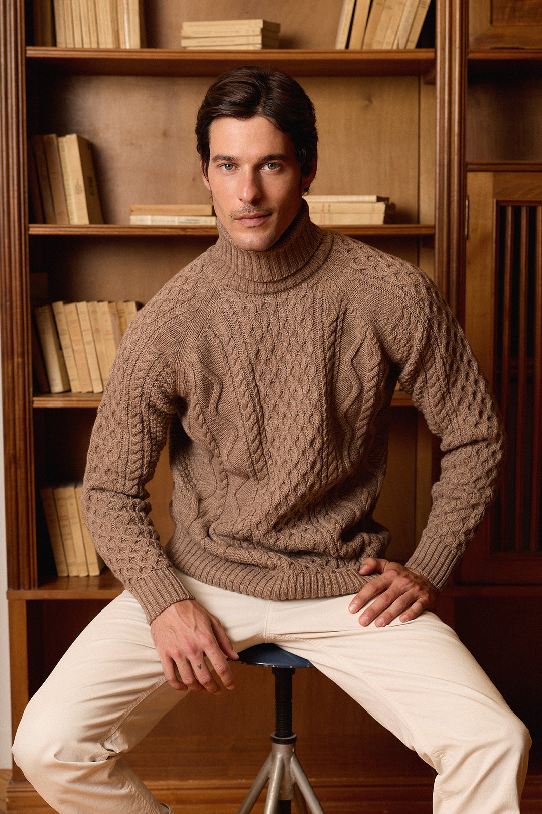 Caramel brown high neck sweater