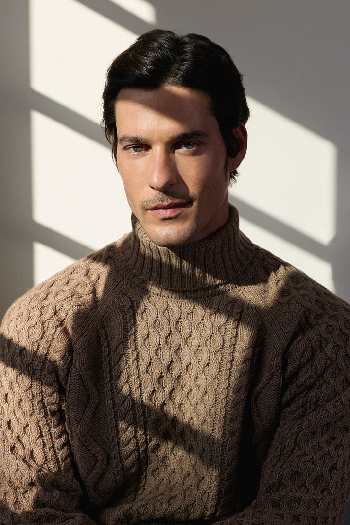 Caramel brown high neck sweater