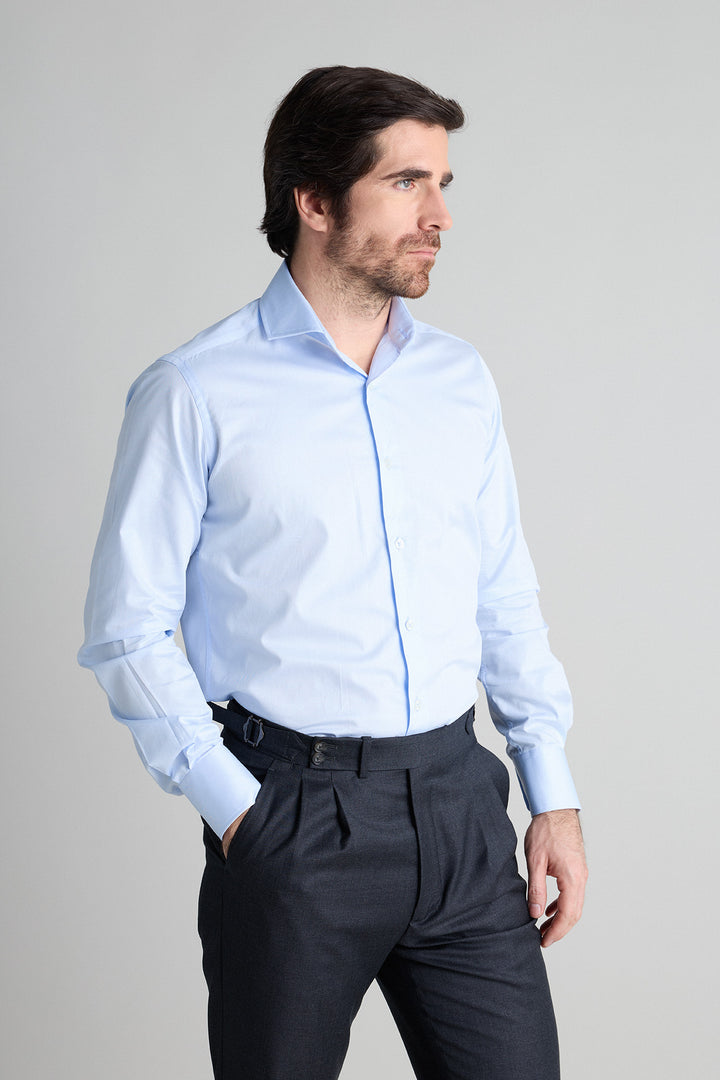 Plain Light Blue Dress Shirt WITHOUT Cufflinks