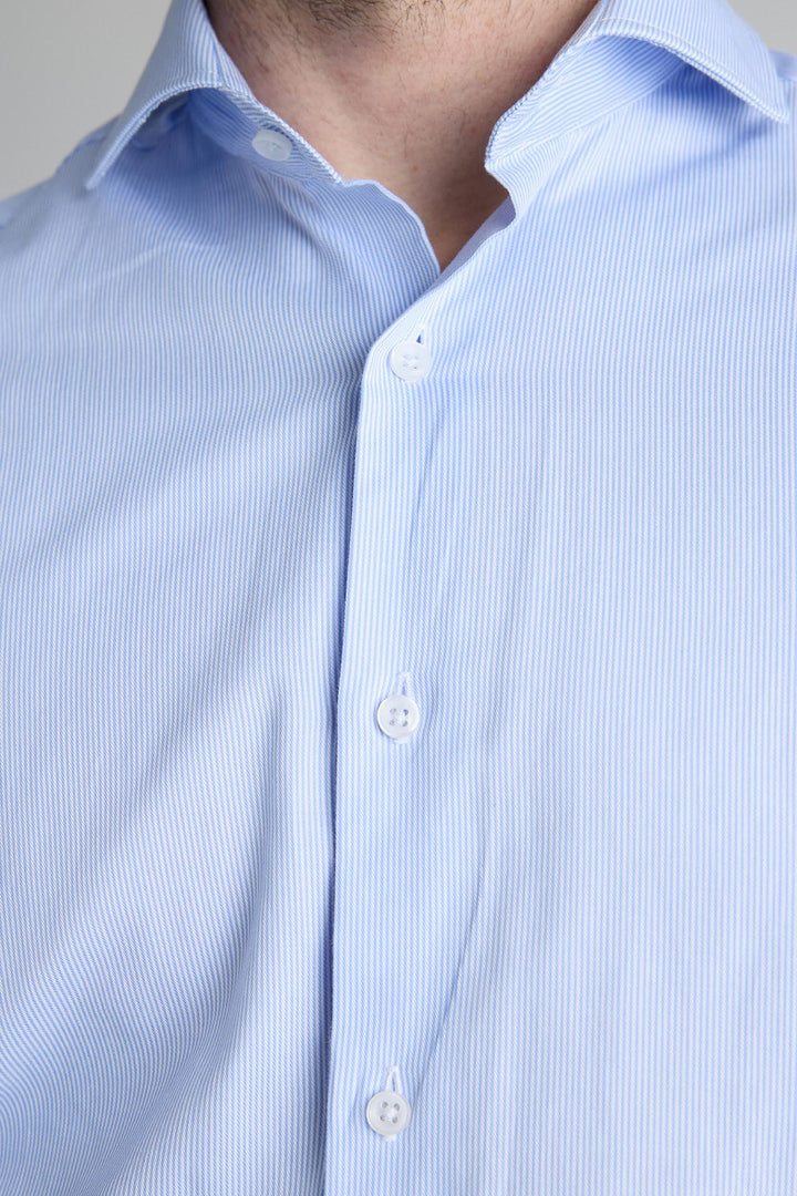 Blue Striped Dress Shirt Without Cufflinks