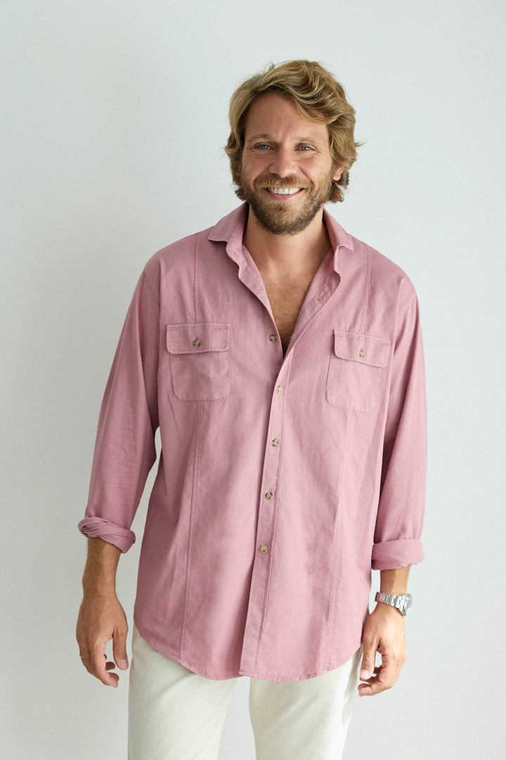 Cotton Shirt 2 Chest Pockets Merlot