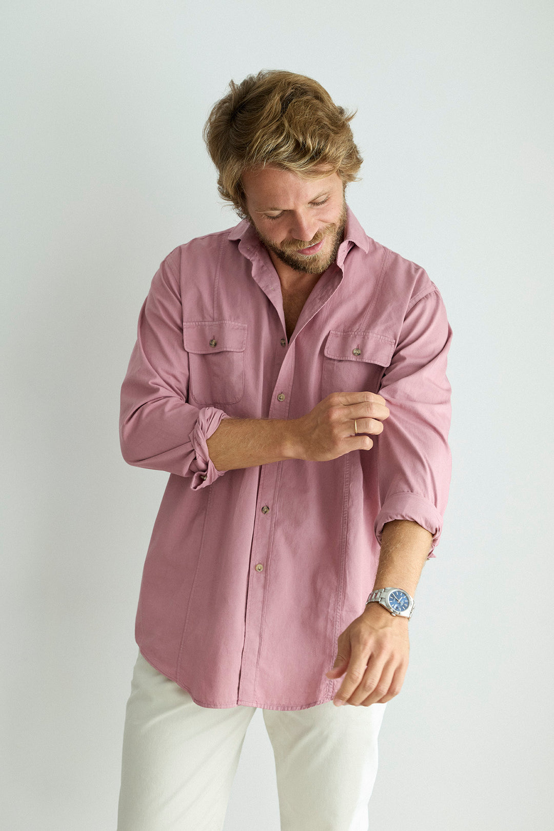 Cotton Shirt 2 Chest Pockets Merlot