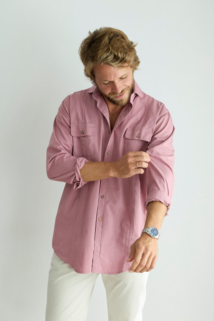 Cotton Shirt 2 Chest Pockets Merlot