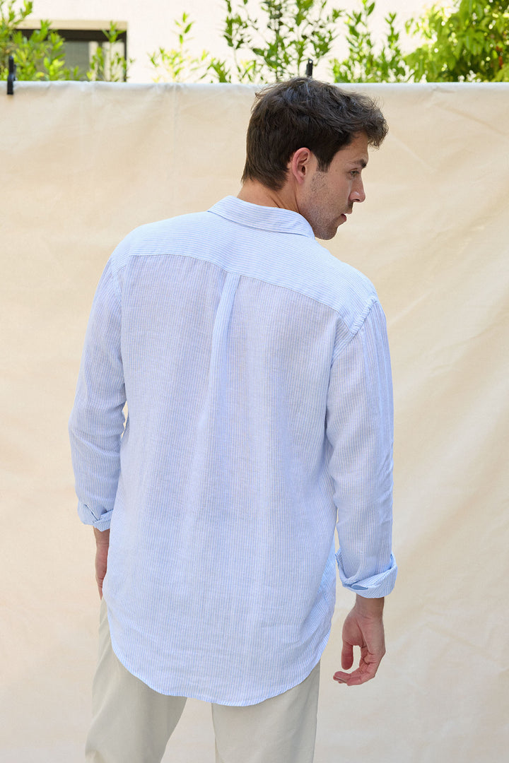 Linen shirt with pinstripes