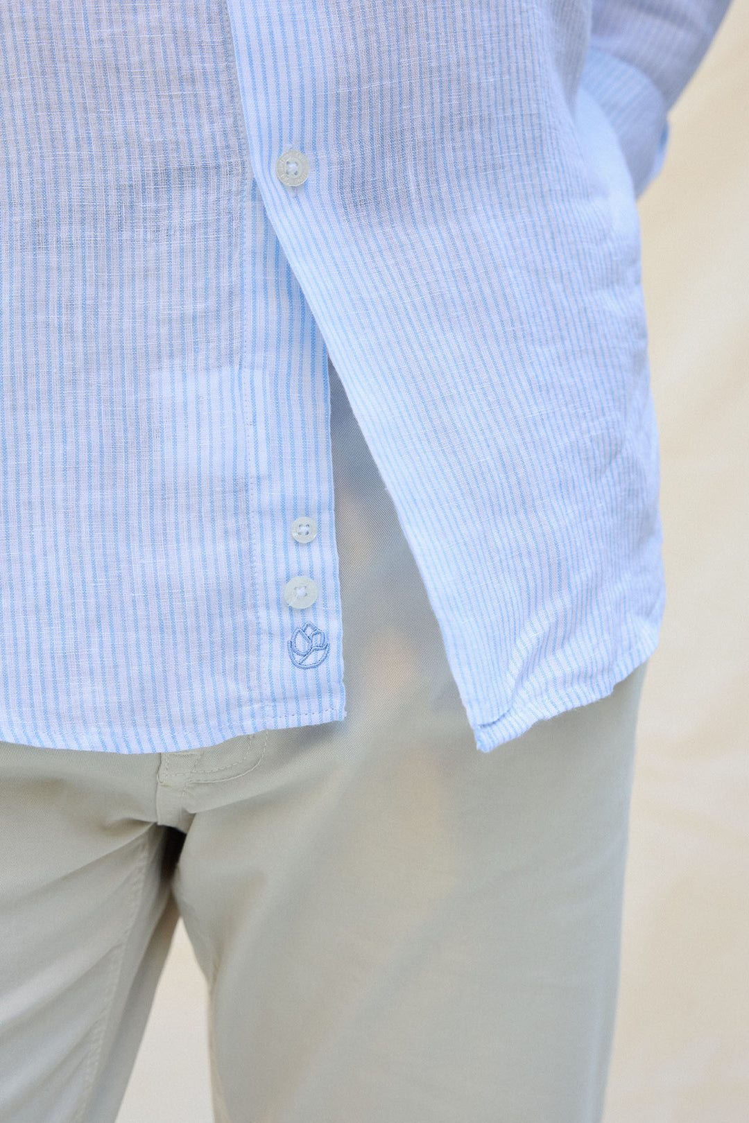 Linen shirt with pinstripes