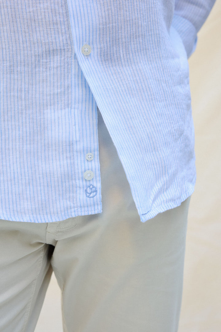 Linen shirt with pinstripes