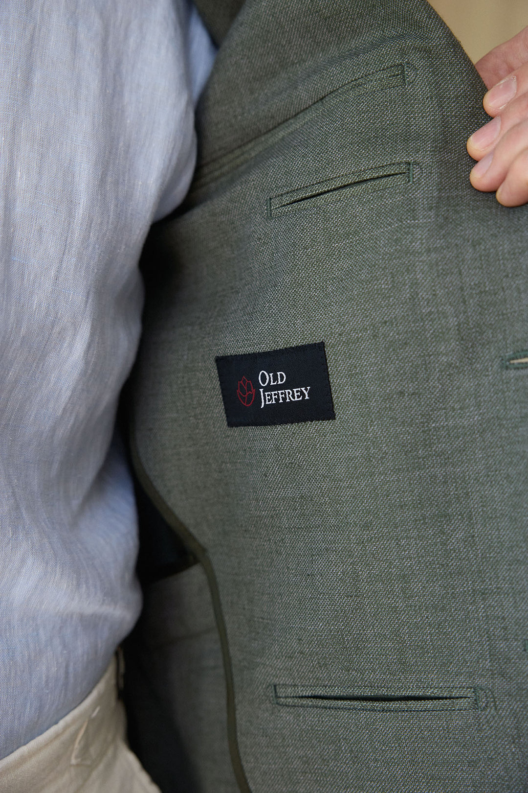 Americana Lino/Algodón Verde Oliva