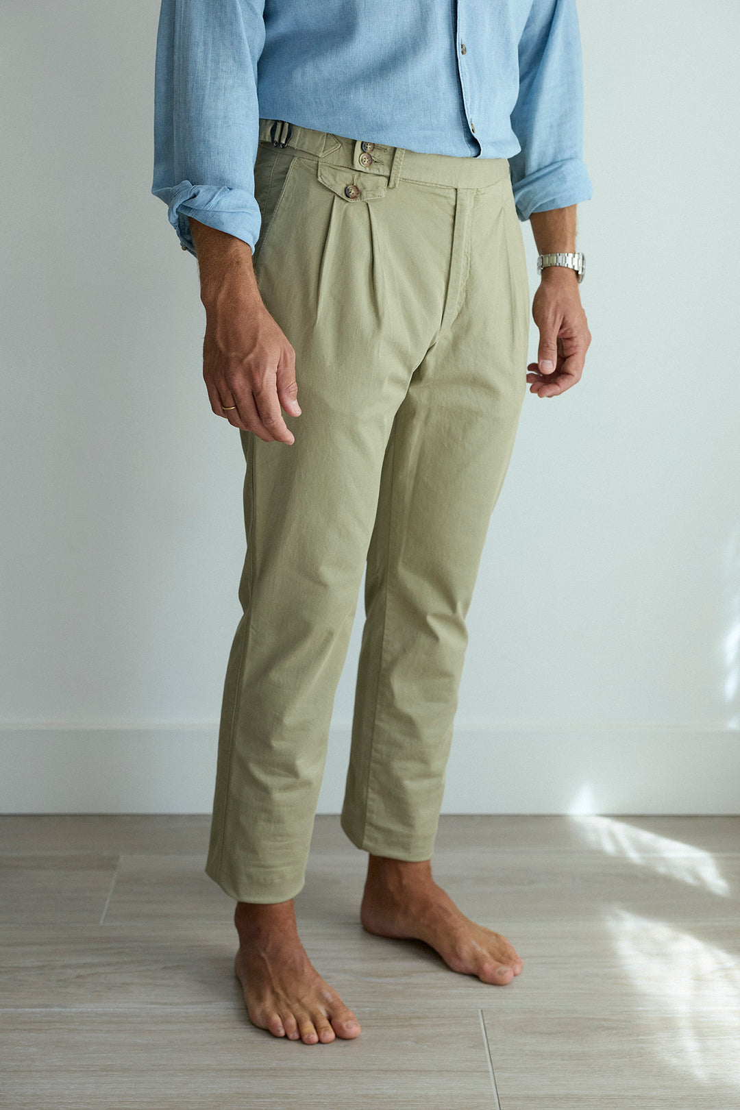 Calça Chino Sartorial de Algodão Caqui Claro
