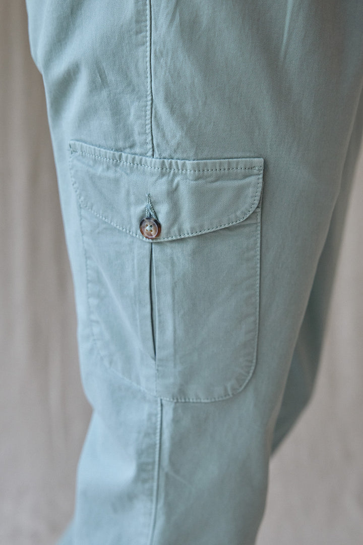 Pantalón Cargo Sartorial Algodón Verde Grisáceo