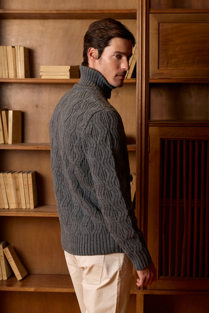 Grey Turtleneck Sweater with Eight Patterns