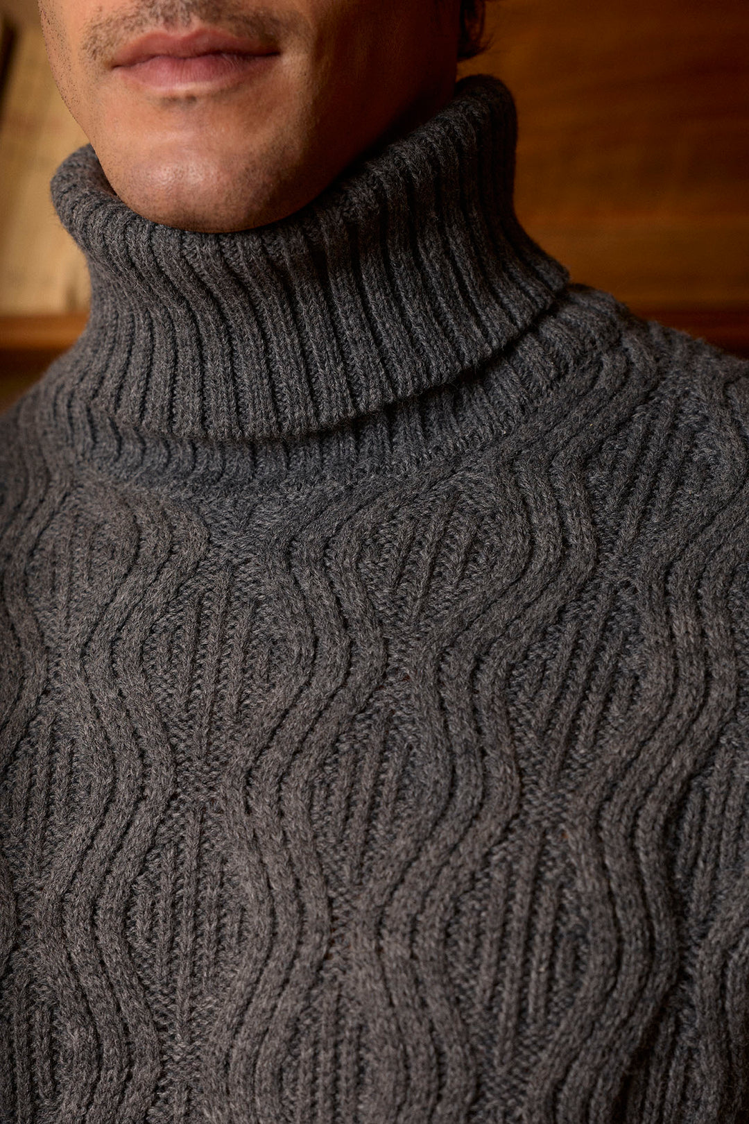 Grey Turtleneck Sweater with Eight Patterns