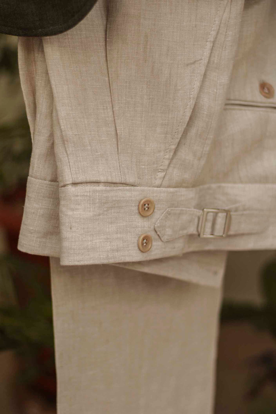 Pantalón MTM 100% Lino Arena Ceñidores y Cinturilla de 6cm