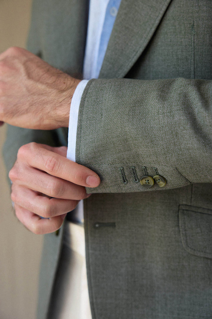 Americana Lino/Algodón Verde Oliva