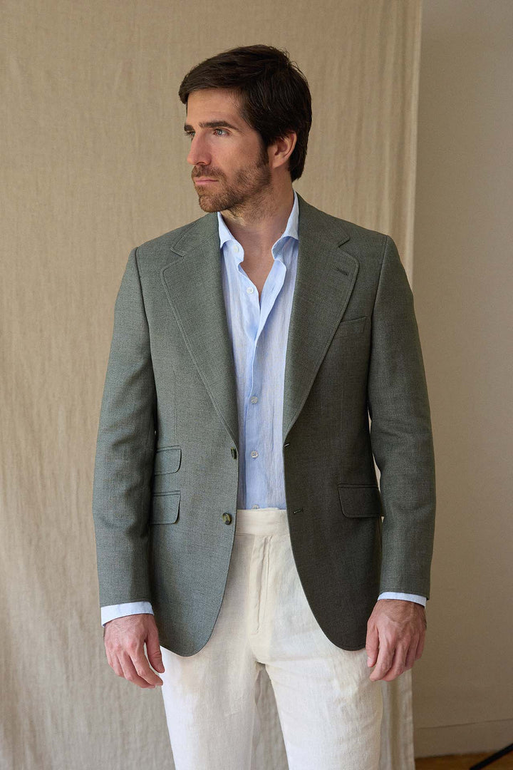 Americana Lino/Algodón Verde Oliva