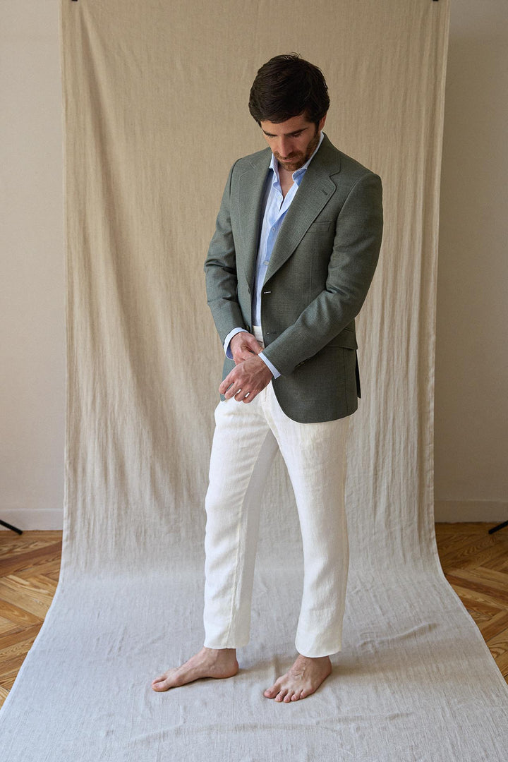 Americana Lino/Algodón Verde Oliva