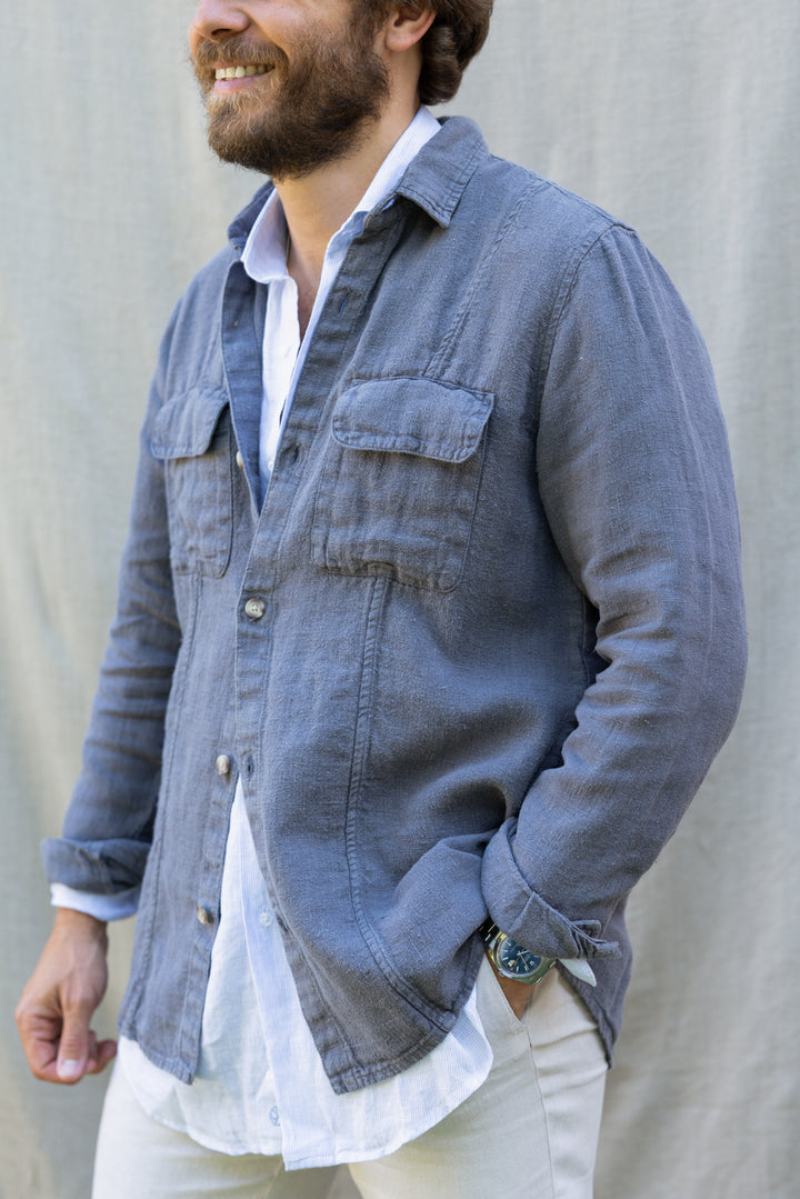 Sobrecamisa Fletcher Lino Cinza