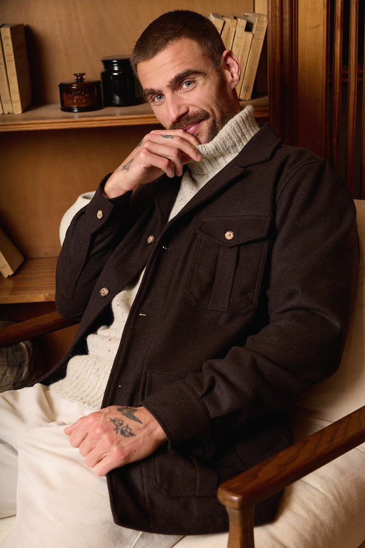 Sobrecamisa Lana Marrón Liso