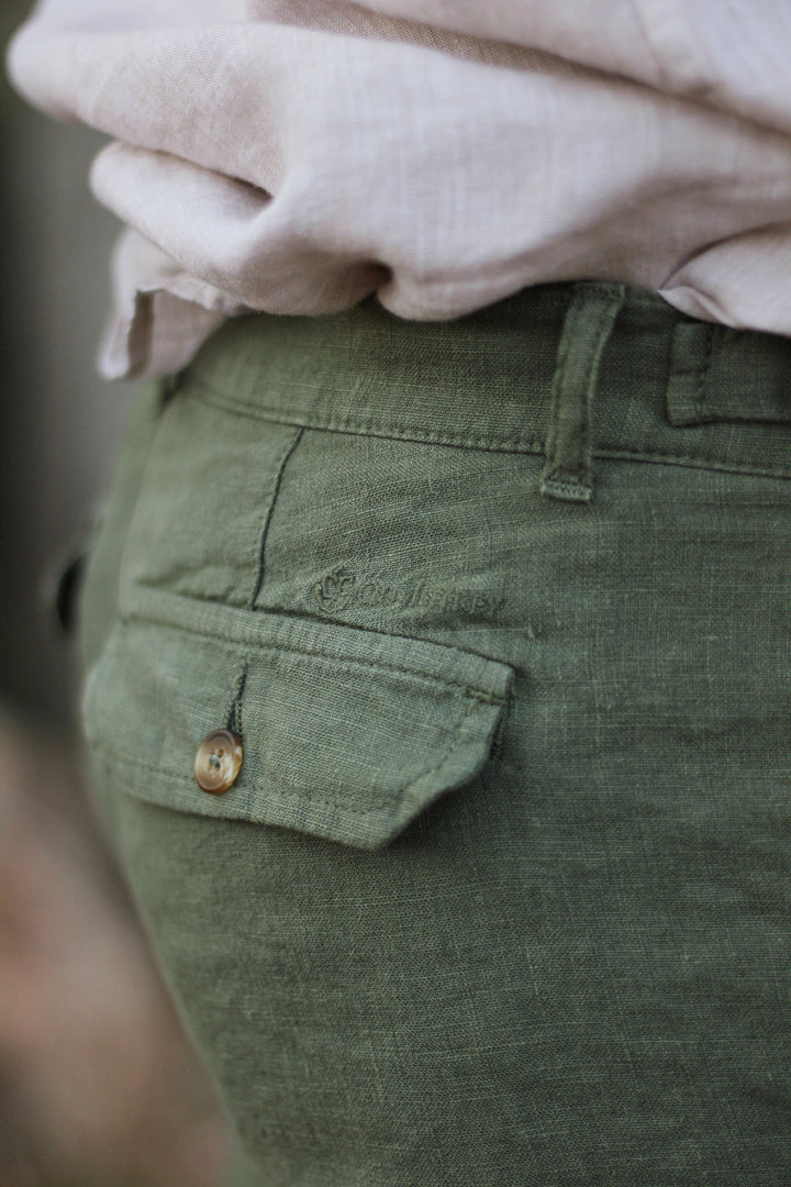 Bermuda Cargo Linen Green Hunting Belts