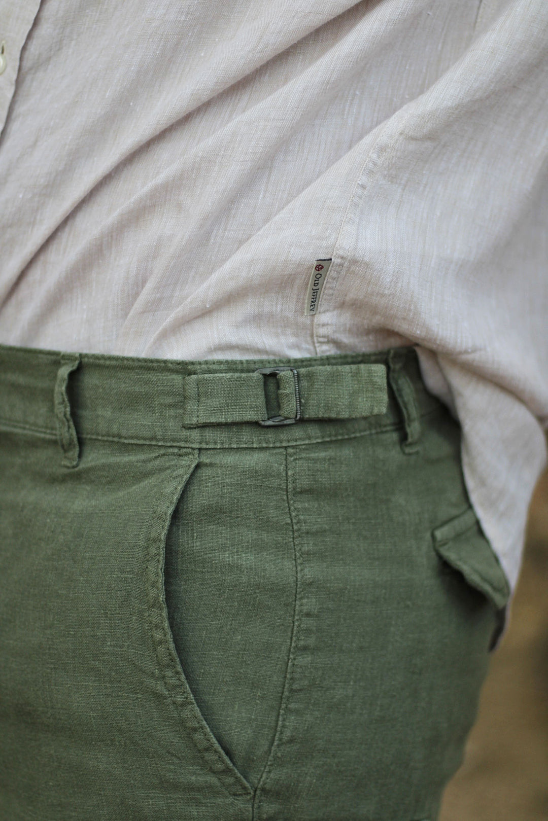 Bermuda Cargo Linen Green Hunting Belts