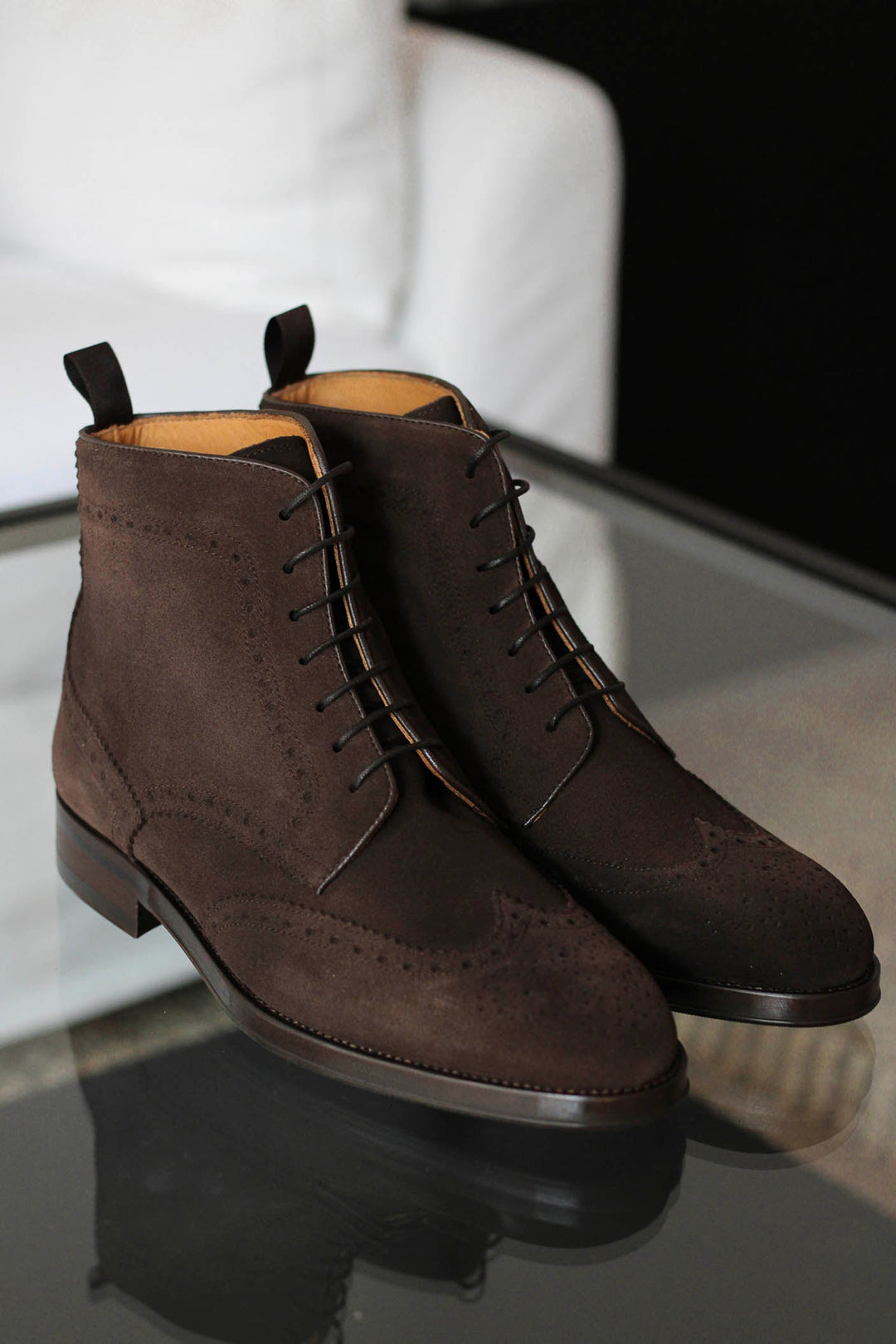 High Boot with Laces Suede Brown Eclair