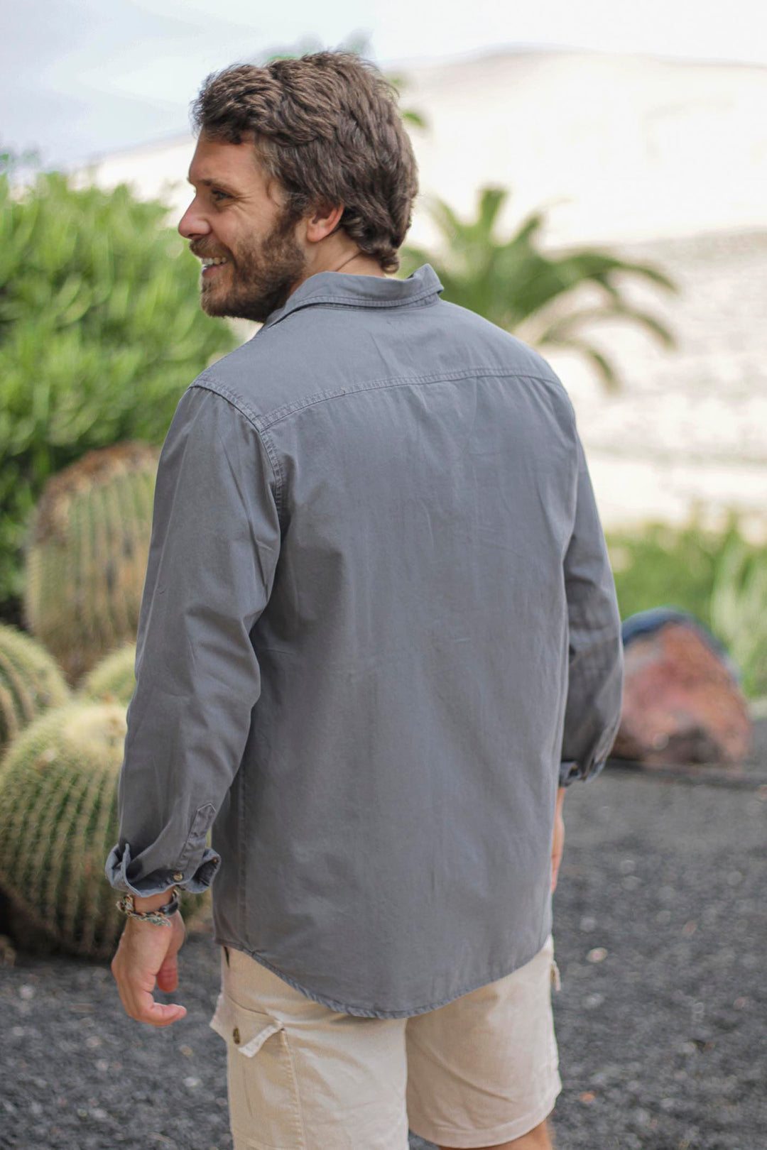 Gray XL Chest Pocket Shirt with Placket