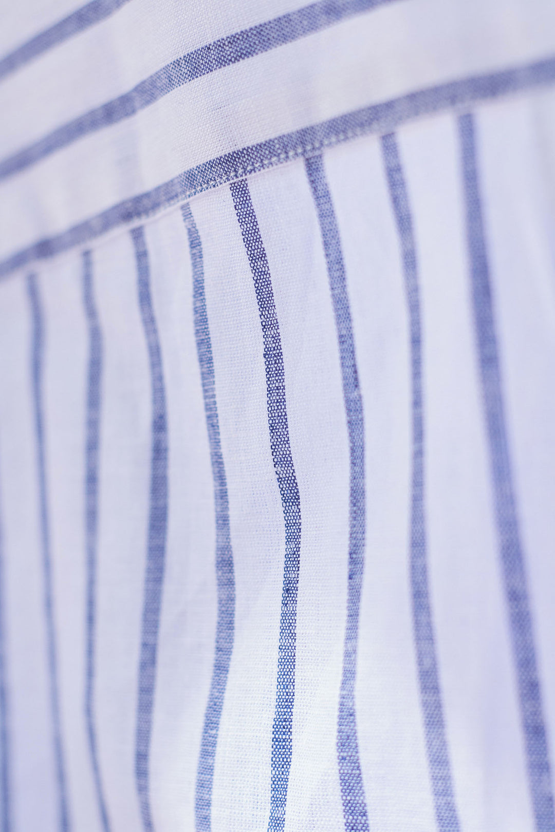 100% Linen Shirt, White with Navy Blue Stripes