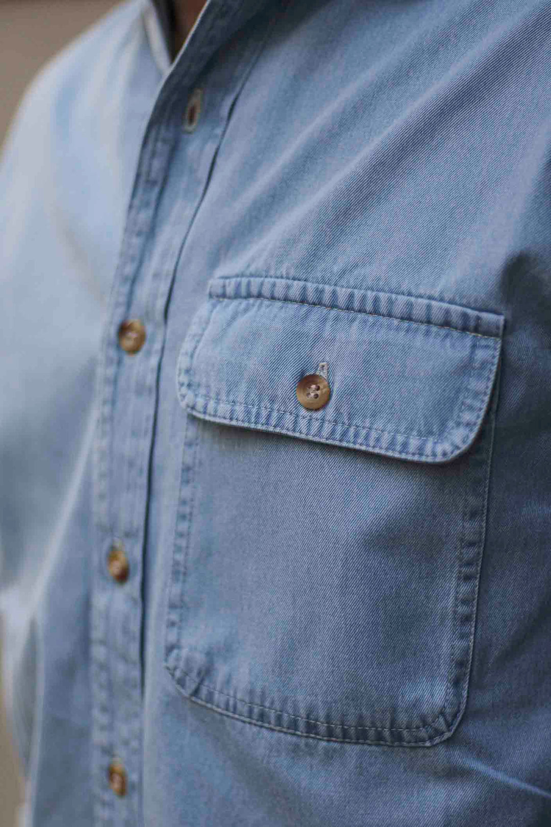 Denim Shirt with Chest Pocket with Placket
