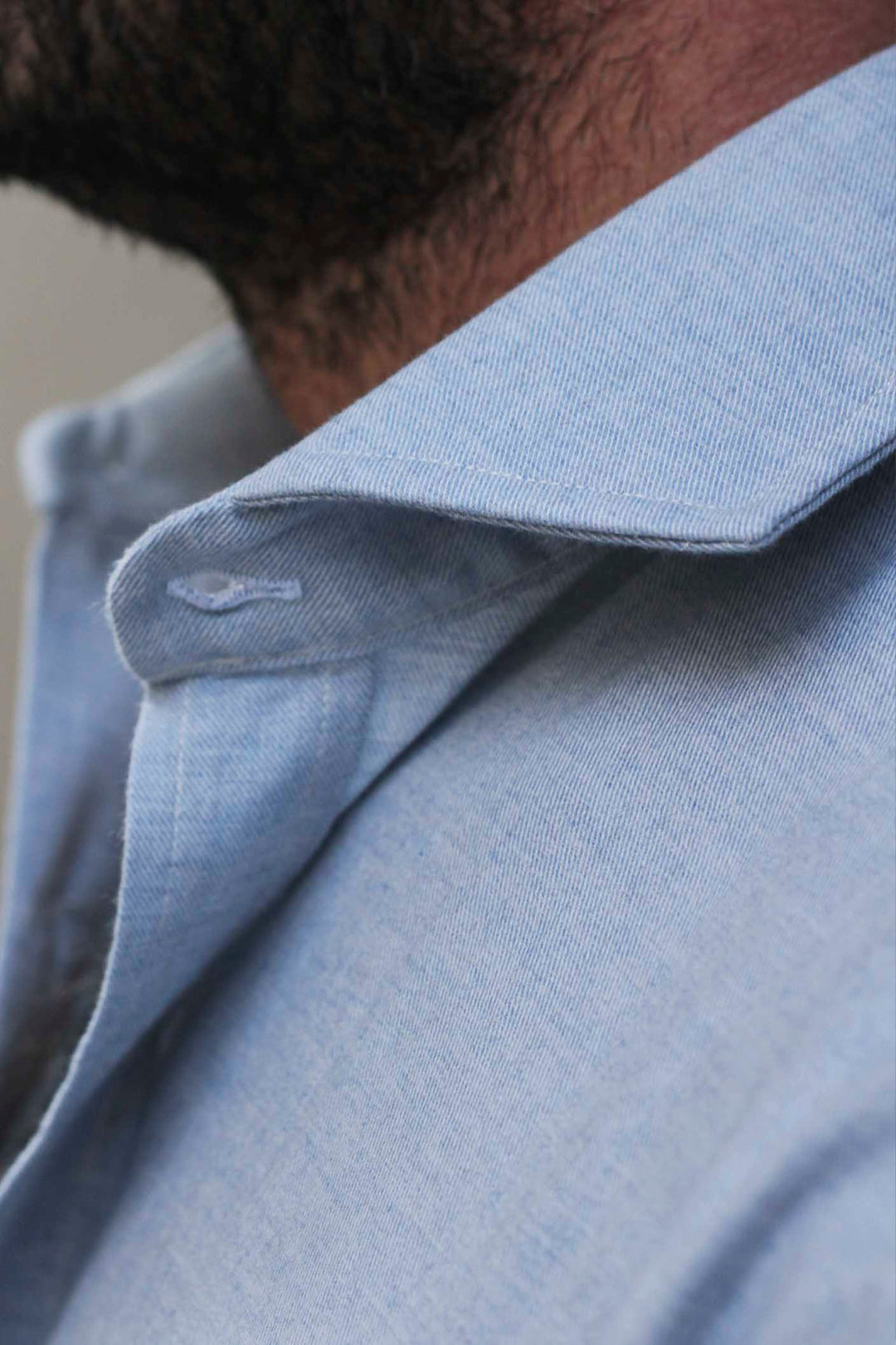 Light Blue Flannel Shirt with Horn Buttons